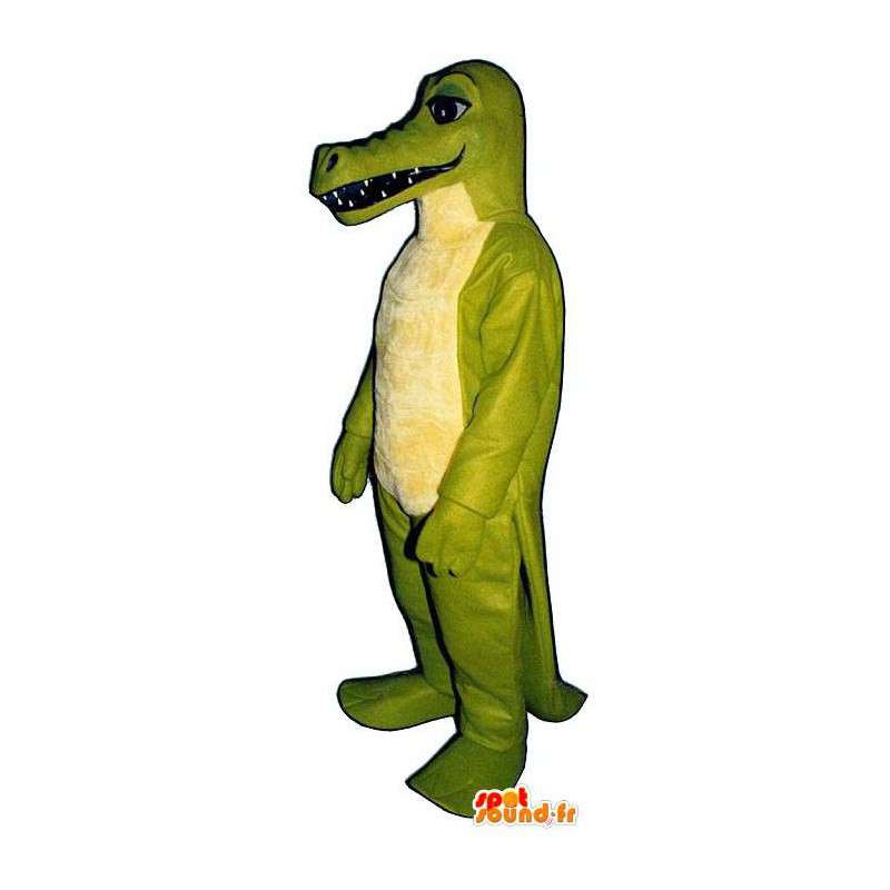 Maskotti edustaa vihreä ja keltainen krokotiili - MASFR005097 - maskotti krokotiilejä