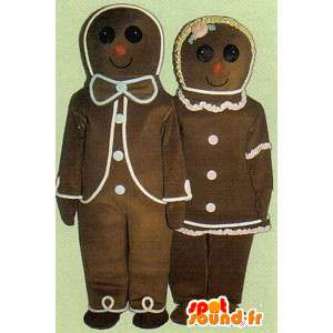 Double mascotte de personnages en peluche marron - MASFR005050 - Mascottes non-classées