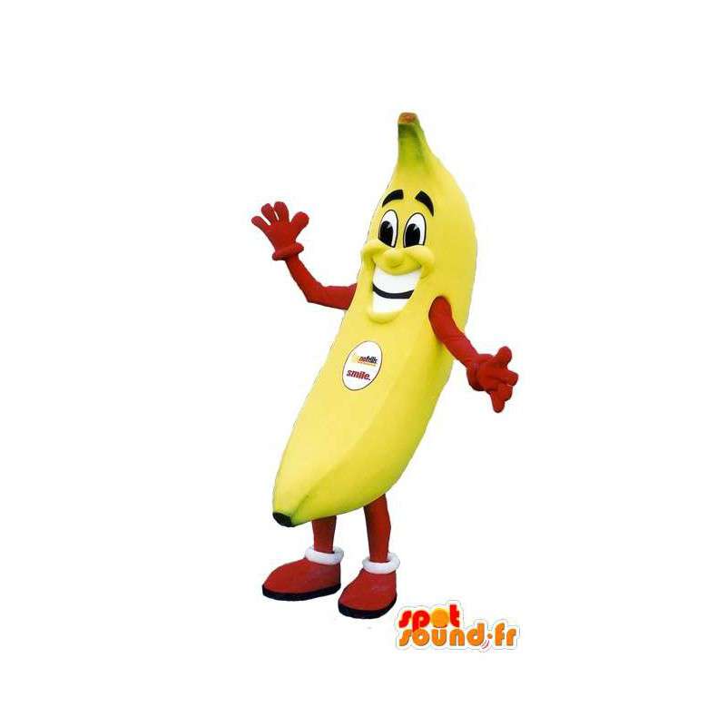 Mascote da banana sorriso - traje adulto - MASFR005126 - frutas Mascot