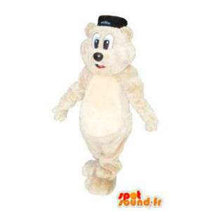 Mascotte ours blanc avec chapeau - MASFR005128 - Mascotte d'ours