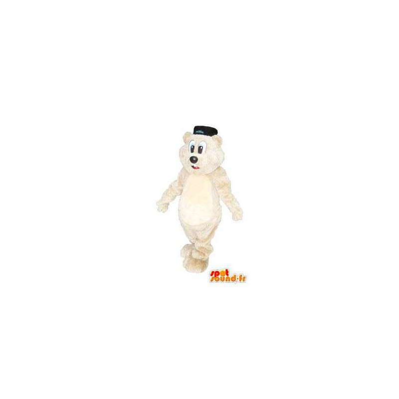 Mascotte ours blanc avec chapeau - MASFR005128 - Mascotte d'ours