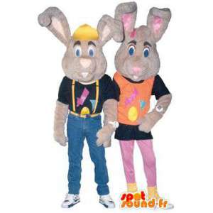 Coniglio costumi mascotte di coppia rockers - MASFR005142 - Mascotte coniglio