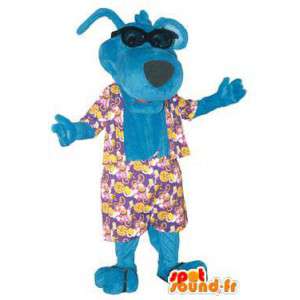 Maskottchen-Hund mit blauen Hawaiian - MASFR005154 - Hund-Maskottchen