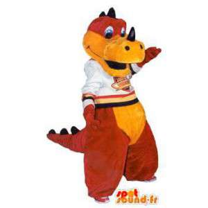 Maskot sporty rød drage og gul drakt voksen - MASFR005174 - dragon maskot