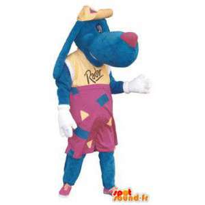 Blauwe hond mascotte met hoed volwassen radar - MASFR005183 - Dog Mascottes