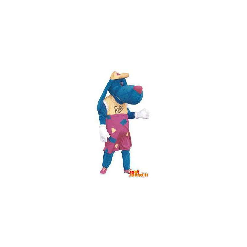 Blue dog mascot with hat adult radar - MASFR005183 - Dog mascots