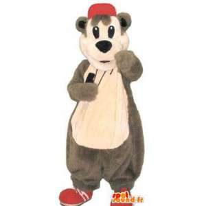 Costume voksen grizzlybjørn maskot med lue - MASFR005195 - bjørn Mascot