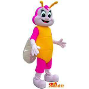 Adult costume mascot pink and yellow butterfly - MASFR005201 - Mascots Butterfly