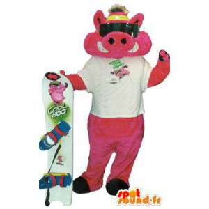 Maskot slem surfer med voksen kostyme tilbehør - MASFR005203 - Pig Maskoter