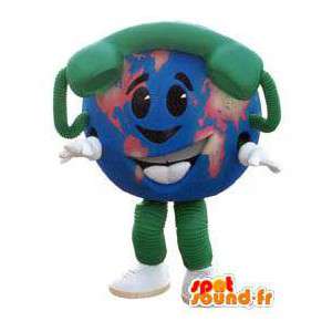 Mascot man globe met telefoonverbindingen buitensporige vermomming - MASFR005211 - man Mascottes