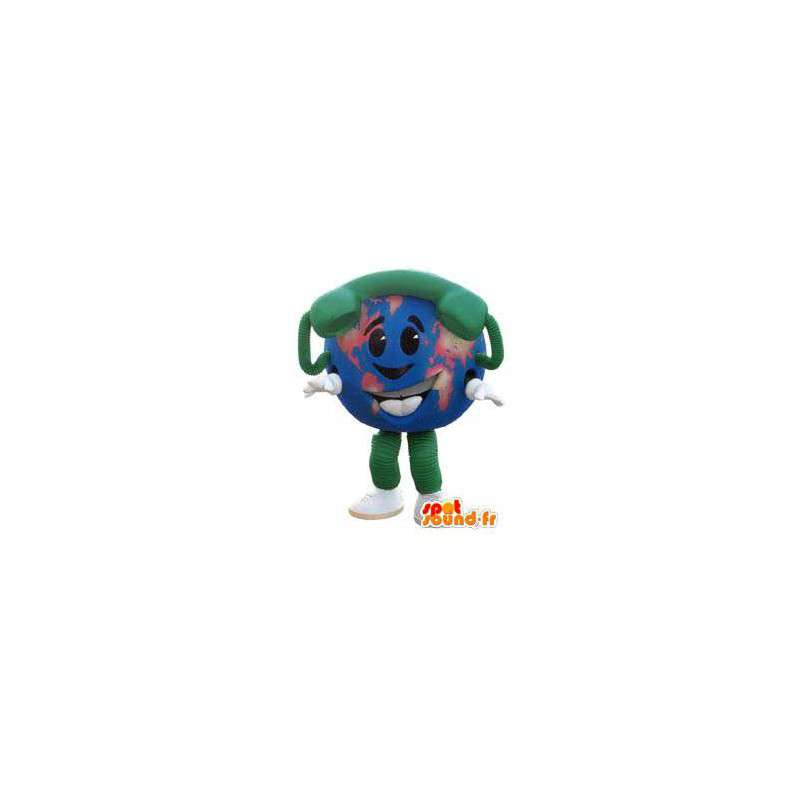 Mascot man globe met telefoonverbindingen buitensporige vermomming - MASFR005211 - man Mascottes