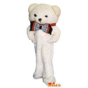 Aikuinen puku maskotti valkoinen karhu rusetti - MASFR005213 - Bear Mascot