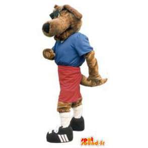 Sportovní pes maskot postava s brýlemi  - MASFR005218 - psí Maskoti