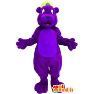 帽子付き紫熊マスコットコスチューム-MASFR005221-熊マスコット