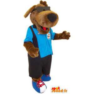 Cão mascote com óculos e roupas traje adulto - MASFR005222 - Mascotes cão