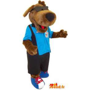 Mascotte chien avec lunettes et habits déguisement adulte - MASFR005222 - Mascottes de chien