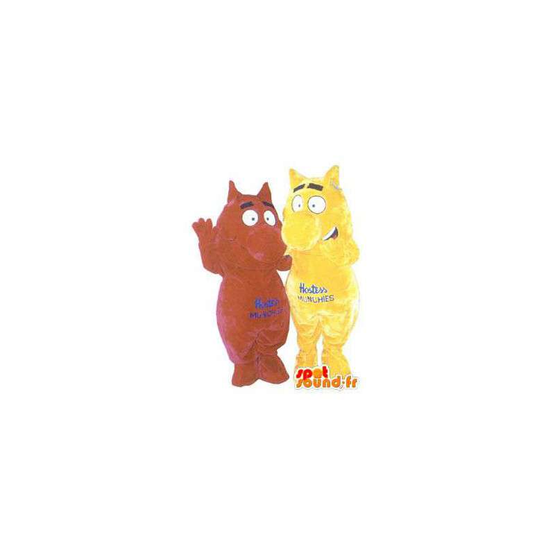 Couple de mascottes Hostess Munchies rouge et jaune - MASFR005225 - Mascottes non-classées