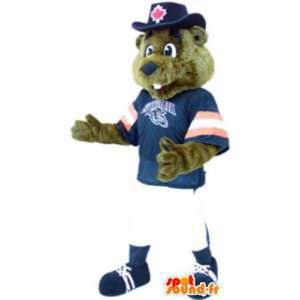Adulto fantasia de mascote urso ostenta o basebol - MASFR005226 - mascote do urso