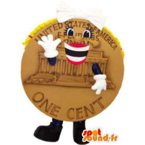 Mascot onderdeel van een Amerikaanse cent, met een chique look - MASFR005231 - mascottes objecten