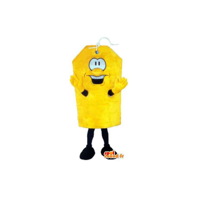 Fantasia de mascote adulto etiqueta amarela vívida - MASFR005232 - objetos mascotes