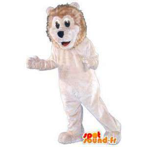 Κοστούμια για τους ενήλικες που ζουν βελούδινα λευκό λιοντάρι - MASFR005250 - Λιοντάρι μασκότ