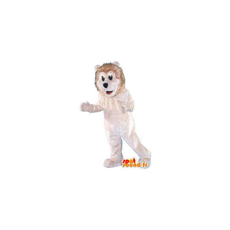 Costume leone adulto che vive bianco peluche - MASFR005250 - Mascotte Leone