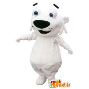 Bílý pes kostým znak maskot velká hlava - MASFR005255 - psí Maskoti