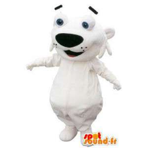 Cão branco fantasia de mascote caráter cabeça grande - MASFR005255 - Mascotes cão