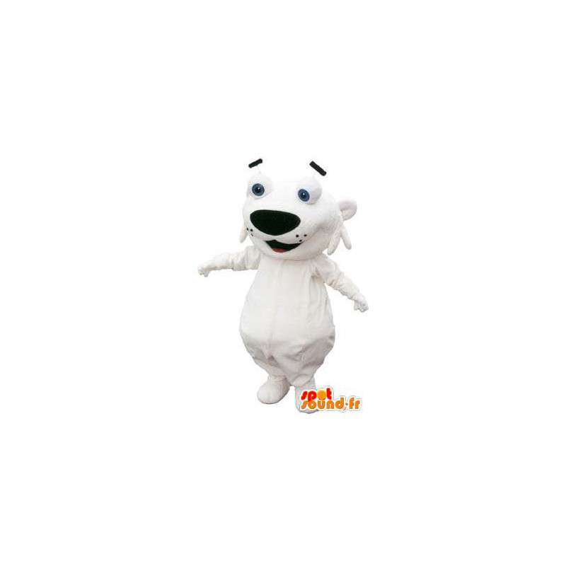 Cão branco fantasia de mascote caráter cabeça grande - MASFR005255 - Mascotes cão