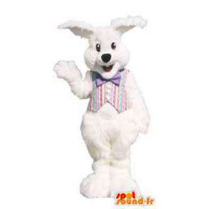 Déguisement adulte mascotte de lapin blanc avec veston dans