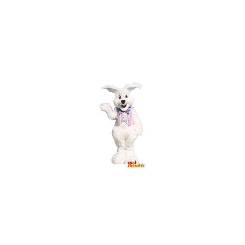 Mascote traje branco adulto coelho com jaqueta - MASFR005256 - coelhos mascote
