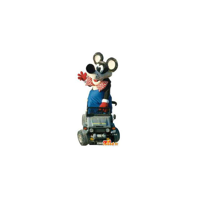 Mouse-Maskottchen-Kostüm mit einem Auto - MASFR005269 - Maus-Maskottchen