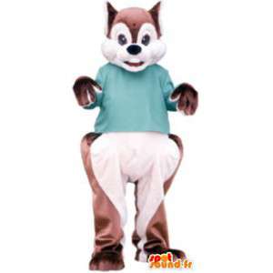 Kostým pro dospělé veverka plyšové zelené košili - MASFR005279 - maskoti Squirrel