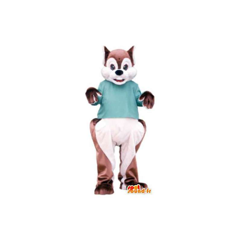 Kostým pro dospělé veverka plyšové zelené košili - MASFR005279 - maskoti Squirrel