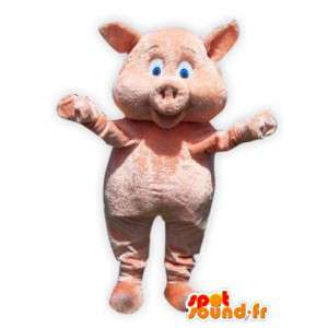 Déguisement pour adulte mascotte de cochon en peluche yeux bleus - MASFR005284 - Mascottes Cochon