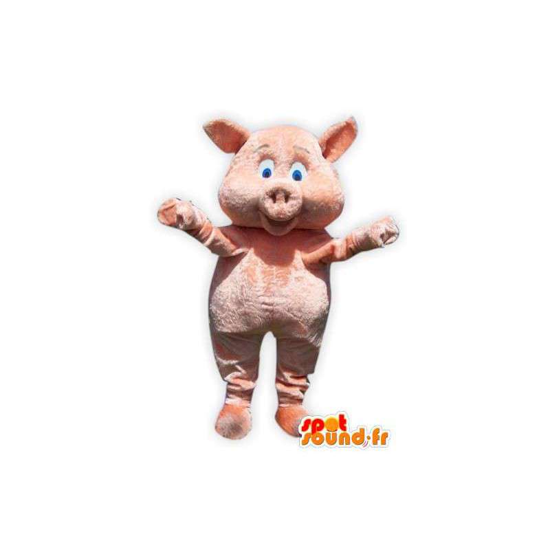 Adulto traje mascote porco olhos azuis de pelúcia - MASFR005284 - mascotes porco