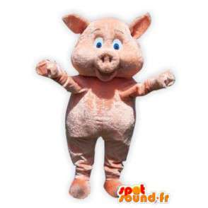 Déguisement pour adulte mascotte de cochon en peluche yeux bleus - MASFR005284 - Mascottes Cochon