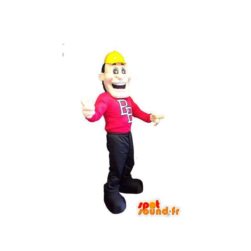 Mascot character construction yellow helmet adult costume - MASFR005304 - Human mascots