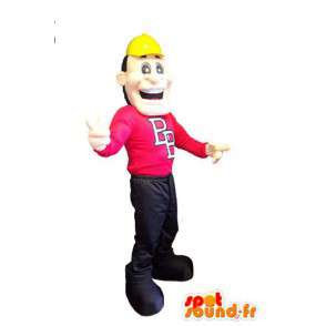 Construcción carácter de la mascota de casco amarillo traje adulto - MASFR005304 - Mascotas humanas