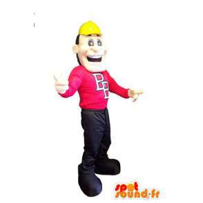 黄色いヘルメット建設キャラクターマスコット大人の衣装-masfr005304-男性のマスコット