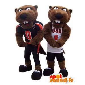 Duo mascote esportes jérseis marmotas com disfarce - MASFR005312 - mascote esportes