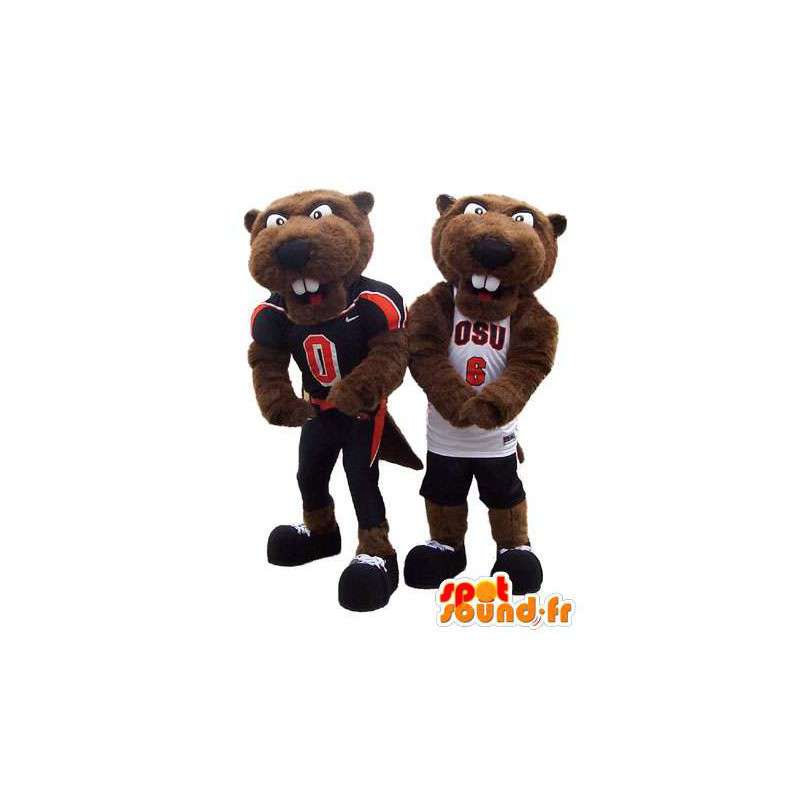 Duo mascotte sport truien marmotten met vermomming - MASFR005312 - sporten mascotte