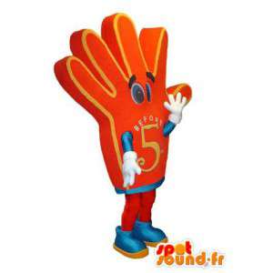 Rode hand-vormige karakter mascotte merk vóór 5 - MASFR005315 - Niet-ingedeelde Mascottes