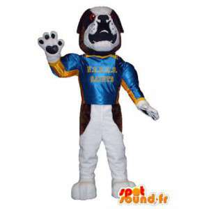 Bulldog superhjälte hund maskot vuxen kostym - Spotsound maskot