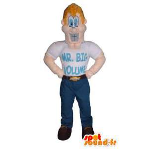 Caráter fantasia de mascote de super-heróis músculos Sr. Big - MASFR005319 - super-herói mascote