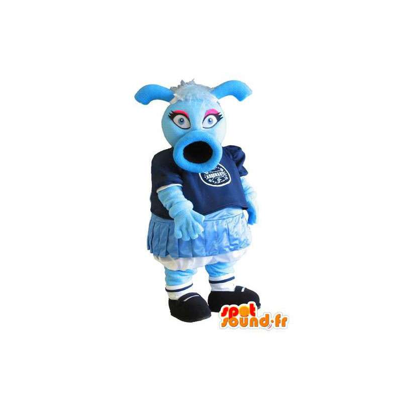 Mascotte de personnage vache bleue avec costume de pompom girl - MASFR005335 - Mascottes Vache